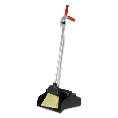 Unger Ergo Dustpan With Broom, 12w x 33h, Metal with Vinyl Coated Handle, Red-Silver EDPBR