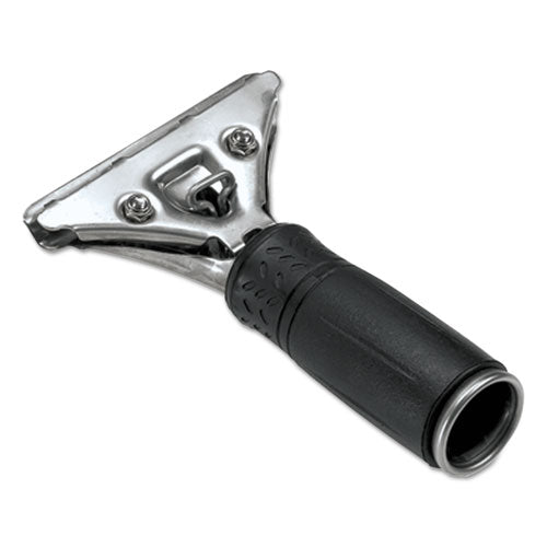 Unger Pro Stainless Steel Squeegee Handle, Rubber Grip, Black-Steel, Screw Clamp PR000