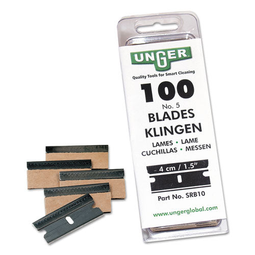Unger Safety Scraper Replacement Blades, #9, Stainless Steel, 100-Box SRB30