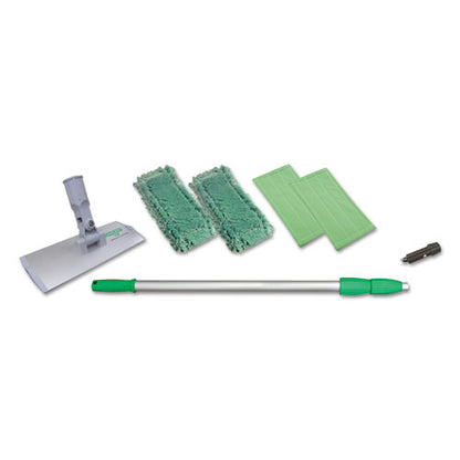 Unger SpeedClean Window Cleaning Kit, Aluminum, 72" Extension Pole, 8" Pad Holder, Silver-Green WNK01