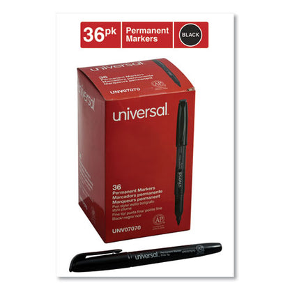 Universal Pen-Style Permanent Marker Value Pack, Fine Bullet Tip, Black, 36-Pack UNV07070