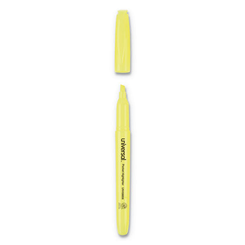 Universal Pocket Highlighter Value Pack, Fluorescent Yellow Ink, Chisel Tip, Yellow Barrel, 36-Pack UNV08856