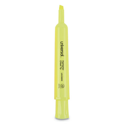 Universal Desk Highlighter Value Pack, Fluorescent Yellow Ink, Chisel Tip, Yellow Barrel, 36-Pack UNV08866
