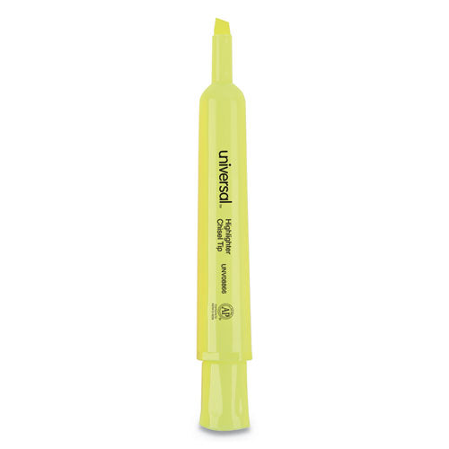 Universal Desk Highlighter Value Pack, Fluorescent Yellow Ink, Chisel Tip, Yellow Barrel, 36-Pack UNV08866
