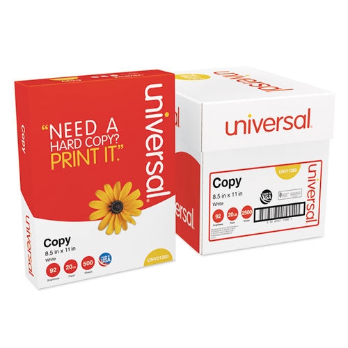 Universal Copy Paper Convenience Carton 92 Bright 20lb 8.5 X 11 White (2500 Sheets) UNV11289