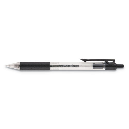 Universal Comfort Grip Ballpoint Pen, Retractable, Medium 1 mm, Black Ink, Clear Barrel, 48-Pack UNV15533