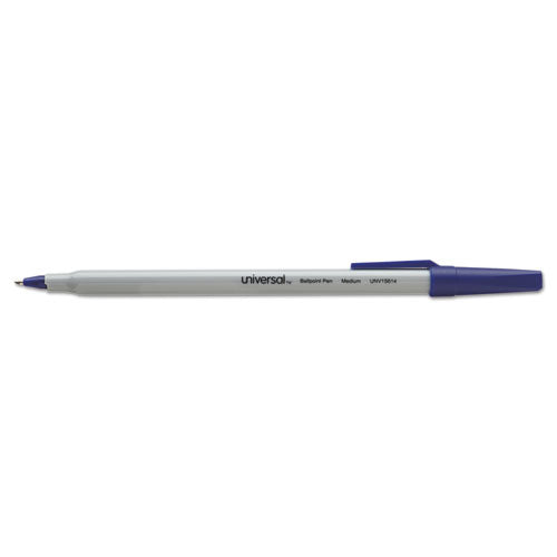 Universal Ballpoint Pen Value Pack, Stick, Medium 1 mm, Blue Ink, Gray Barrel, 60-Pack UNV15614