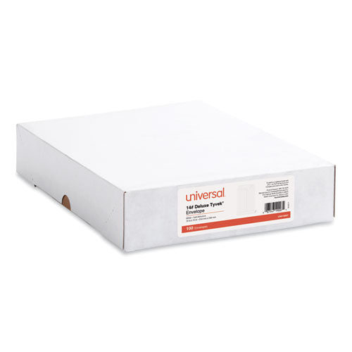 Universal Deluxe Tyvek Envelopes, #13 1-2, Square Flap, Self-Adhesive Closure, 10 x 13, White, 100-Box UNV19007