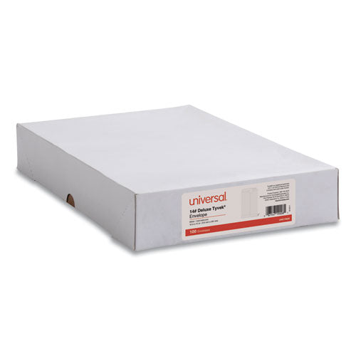 Universal Deluxe Tyvek Envelopes, #15, Squa Flap, Self-Adhesive Closure, 10 x 15, White, 100-Box UNV19008