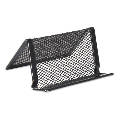 Universal Mesh Metal Business Card Holder, Holds 50 2.25 x 4 Cards, 3.78 x 3.38 x 2.13, Black UNV20005
