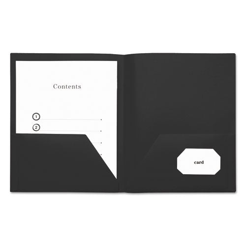 Universal Two-Pocket Plastic Folders, 100-Sheet Capacity, 11 x 8.5, Black, 10-Pack UNV20540