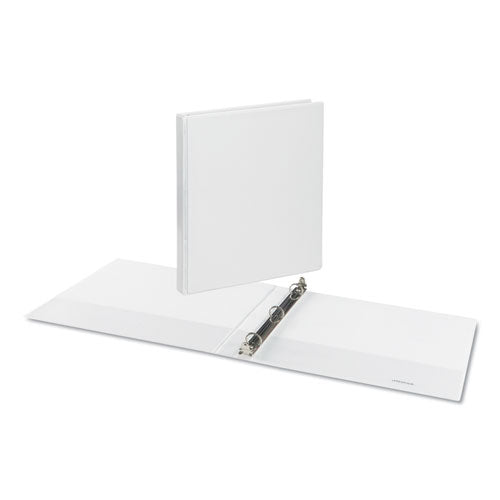 Universal Deluxe Round Ring View Binder, 3 Rings, 0.5" Capacity, 11 x 8.5, White UNV20702