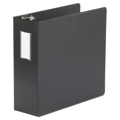 Universal Deluxe Non-View D-Ring Binder with Label Holder, 3 Rings, 4" Capacity, 11 x 8.5, Black UNV20706