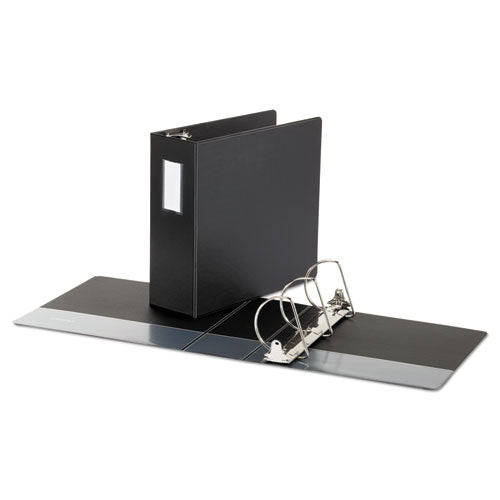 Universal Deluxe Non-View D-Ring Binder with Label Holder, 3 Rings, 4" Capacity, 11 x 8.5, Black UNV20706
