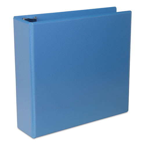 Universal Deluxe Round Ring View Binder, 3 Rings, 3" Capacity, 11 x 8.5, Light Blue UNV20753