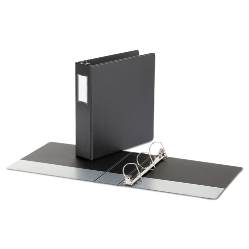 Universal Deluxe Non-View D-Ring Binder with Label Holder, 3 Rings, 2" Capacity, 11 x 8.5, Black UNV20781