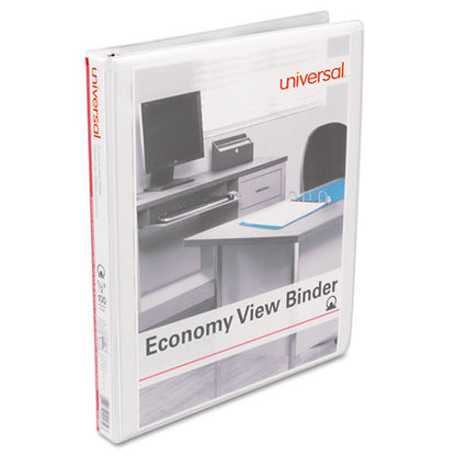Universal Economy Round Ring View Binder, 3 Rings, 0.5" Capacity, 11 x 8.5, White UNV20952