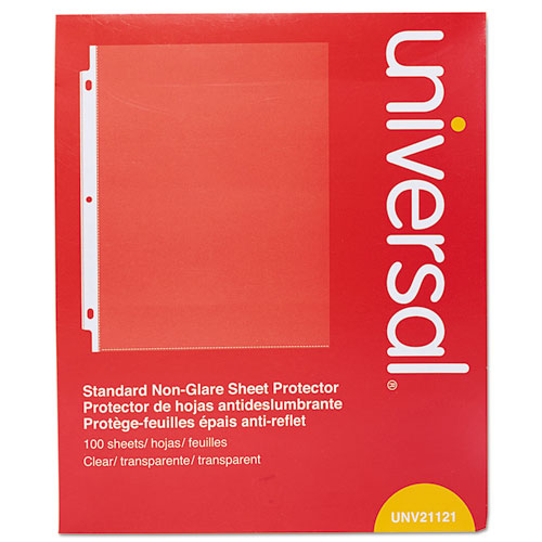 Universal Standard Sheet Protector, Standard, 8 1-2 x 11, Clear, Non-Glare, 100-Box UNV21121