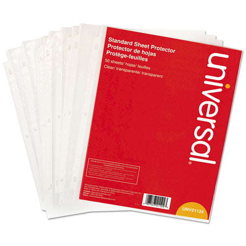 Universal Top-Load Poly Sheet Protectors, Standard Gauge, Letter, Clear, 50-Pack UNV21124