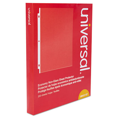 Universal Top-Load Poly Sheet Protectors, Nonglare, Economy, Letter, 200-Box UNV21127