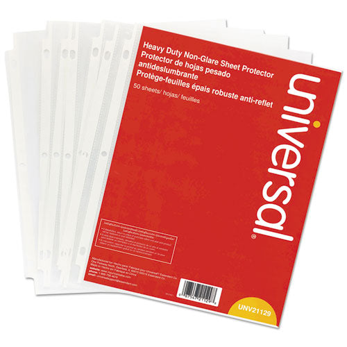 Universal Top-Load Poly Sheet Protectors, Heavy Gauge, Nonglare, Clear 50-Pack UNV21129