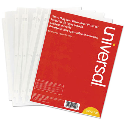Universal Top-Load Poly Sheet Protectors, Heavy Gauge, Nonglare, Clear 50-Pack UNV21129