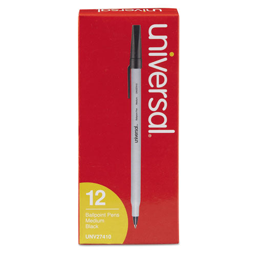 Universal Ballpoint Pen, Stick, Medium 1 mm, Black Ink, Gray Barrel, Dozen UNV27410