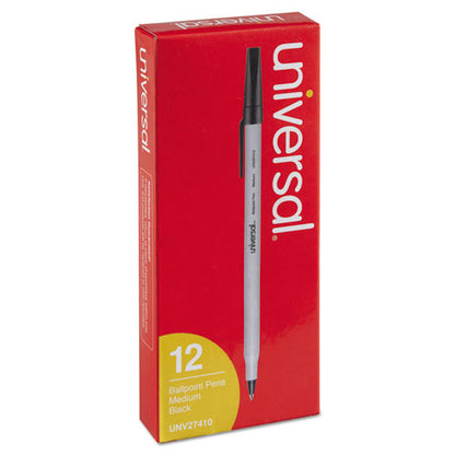 Universal Ballpoint Pen, Stick, Medium 1 mm, Black Ink, Gray Barrel, Dozen UNV27410