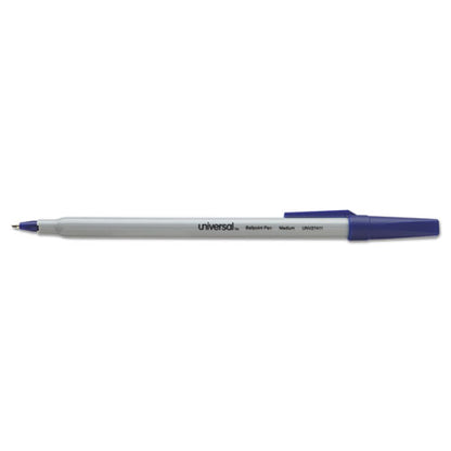 Universal Ballpoint Pen, Stick, Medium 1 mm, Blue Ink, Gray Barrel, Dozen UNV27411