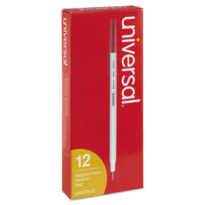Universal Ballpoint Pen, Stick, Medium 1 mm, Red Ink, Gray Barrel, Dozen UNV27412