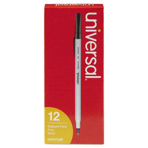 Universal Ballpoint Pen, Stick, Fine 0.7 mm, Black Ink, Gray Barrel, Dozen UNV27420