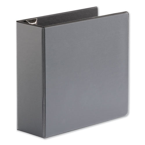 Universal Deluxe Easy-to-Open D-Ring View Binder, 3 Rings, 4" Capacity, 11 x 8.5, Black UNV30753