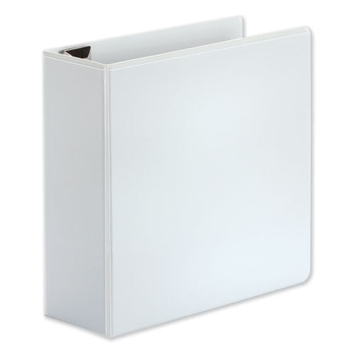 Universal Deluxe Easy-to-Open D-Ring View Binder, 3 Rings, 4" Capacity, 11 x 8.5, White UNV30754