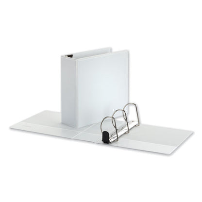 Universal Deluxe Easy-to-Open D-Ring View Binder, 3 Rings, 4" Capacity, 11 x 8.5, White UNV30754