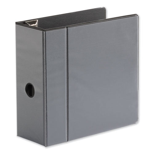 Universal Deluxe Easy-to-Open D-Ring View Binder, 3 Rings, 5" Capacity, 11 x 8.5, Black UNV30755