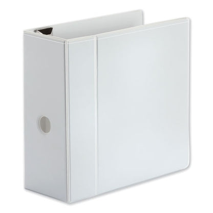 Universal Deluxe Easy-to-Open D-Ring View Binder, 3 Rings, 5" Capacity, 11 x 8.5, White UNV30756