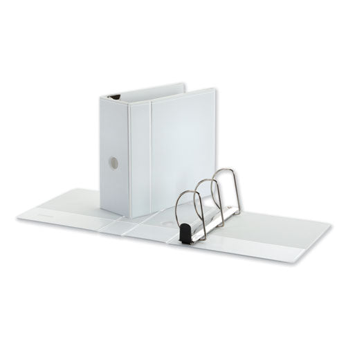 Universal Deluxe Easy-to-Open D-Ring View Binder, 3 Rings, 5" Capacity, 11 x 8.5, White UNV30756