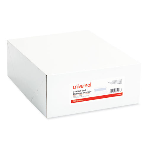 Universal Self-Seal Business Envelope, #10, Square Flap, Self-Adhesive Closure, 4.13 x 9.5, White, 500-Box UNV36101