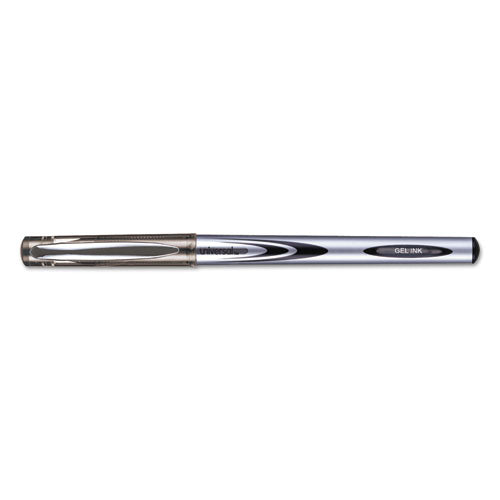 Universal Gel Pen, Stick, Medium 0.7 mm, Black Ink, Silver-Black Barrel, Dozen 39620