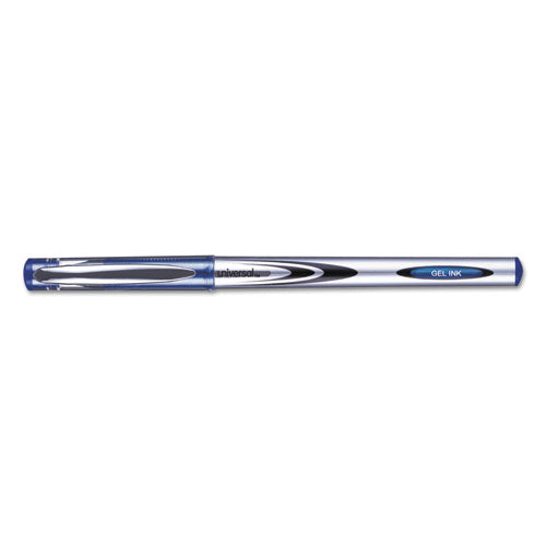 Universal Gel Pen, Stick, Medium 0.7 mm, Blue Ink, Silver-Blue Barrel, Dozen 39621
