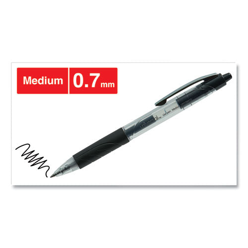 Universal Comfort Grip Gel Pen, Retractable, Medium 0.7 mm, Black Ink, Clear-Black Barrel, 36-Pack UNV39910