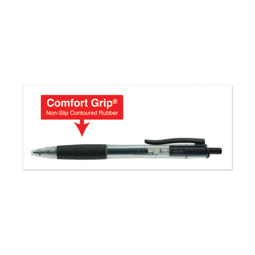 Universal Comfort Grip Gel Pen, Retractable, Medium 0.7 mm, Black Ink, Smoke Barrel, Dozen UNV39912