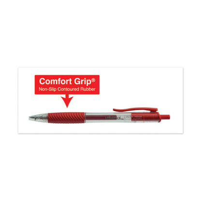Universal Comfort Grip Gel Pen, Retractable, Medium 0.7 mm, Red Ink, Translucent Red Barrel, Dozen UNV39914