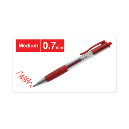 Universal Comfort Grip Gel Pen, Retractable, Medium 0.7 mm, Red Ink, Translucent Red Barrel, Dozen UNV39914
