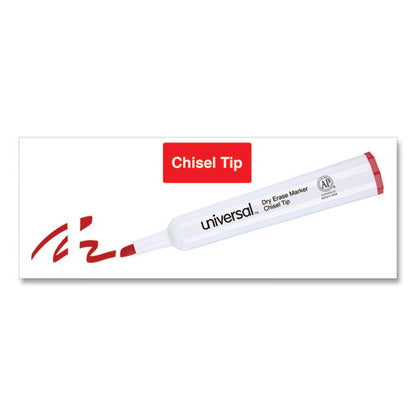Universal Dry Erase Marker, Broad Chisel Tip, Red, Dozen UNV43652