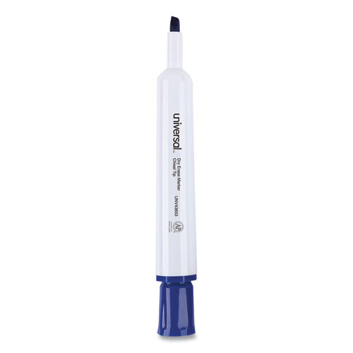Universal Dry Erase Marker, Broad Chisel Tip, Blue, Dozen UNV43653