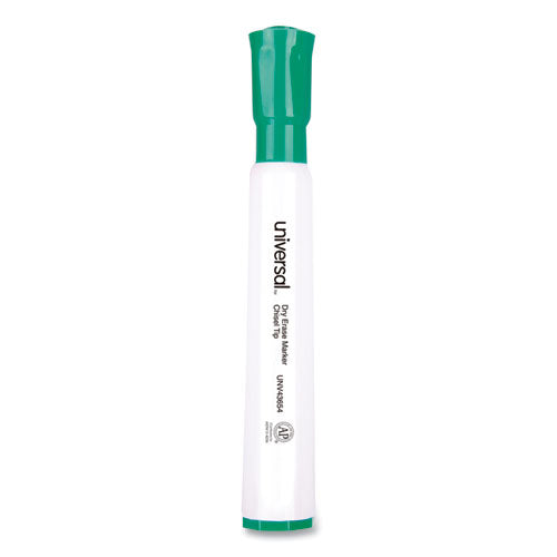 Universal Dry Erase Marker, Broad Chisel Tip, Green, Dozen UNV43654