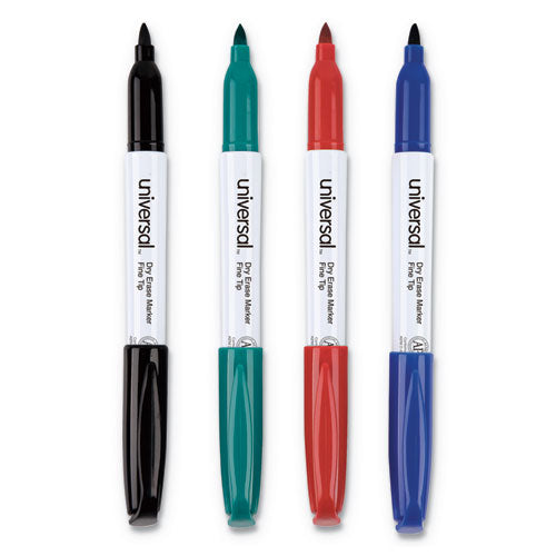 Universal Pen Style Dry Erase Marker, Fine Bullet Tip, Assorted Colors, 4-Set UNV43670