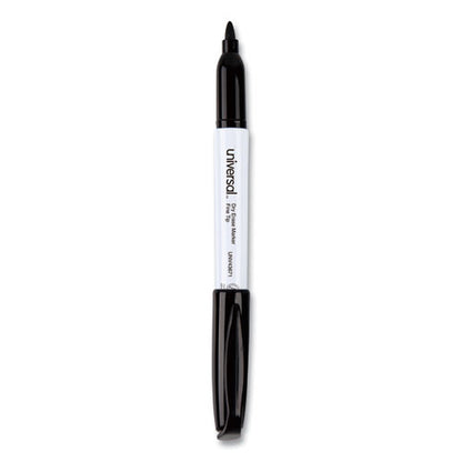 Universal Pen Style Dry Erase Marker, Fine Bullet Tip, Black, Dozen UNV43671