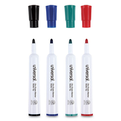 Universal Dry Erase Marker, Medium Bullet Tip, Assorted Colors, 4-Set UNV43680